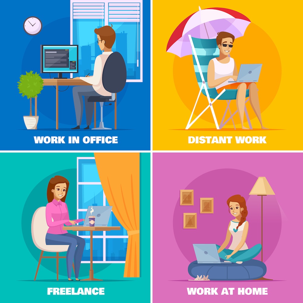 Different freelance work spaces