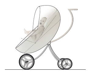 baby in Beggy mobile design tilted